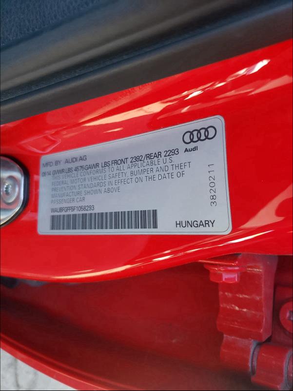 2015 AUDI S3 PREMIUM WAUBFGFF5F1058293