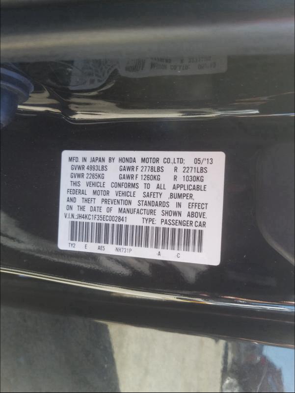 2014 ACURA RLX JH4KC1F35EC002841
