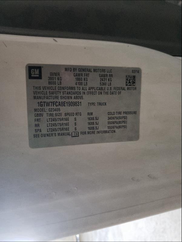2014 GMC SAVANA G25 1GTW7FCA8E1909831