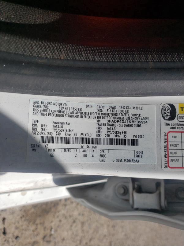 2019 FORD FIESTA ST 3FADP4DJ1KM135534