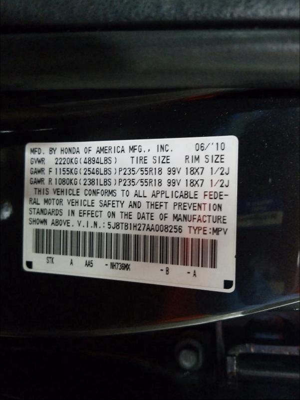 2010 ACURA RDX 5J8TB1H27AA008256