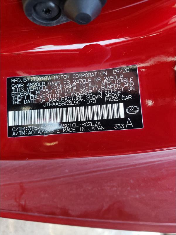 2020 LEXUS RC 300 BAS JTHAA5BC3L5011070