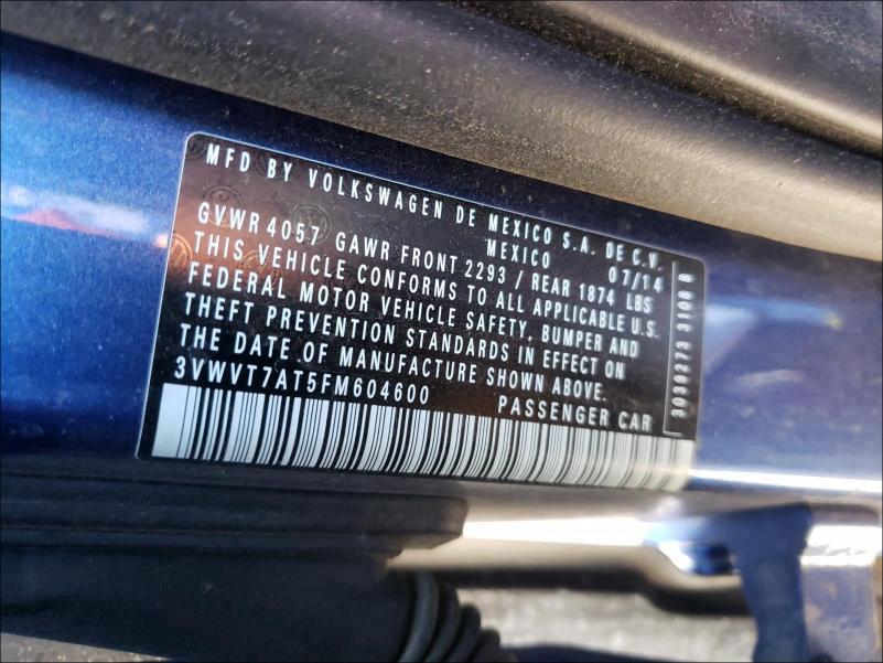 2015 VOLKSWAGEN BEETLE R-L 3VWVT7AT5FM604600