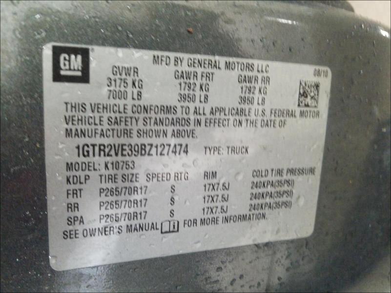 2011 GMC SIERRA K15 1GTR2VE39BZ127474