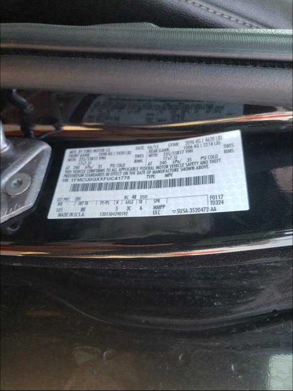 2015 FORD ESCAPE SE 1FMCU0GXXFUC41775