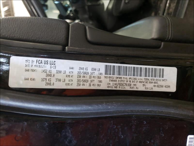2019 JEEP G CHERK L 1C4RJFBG5KC781830