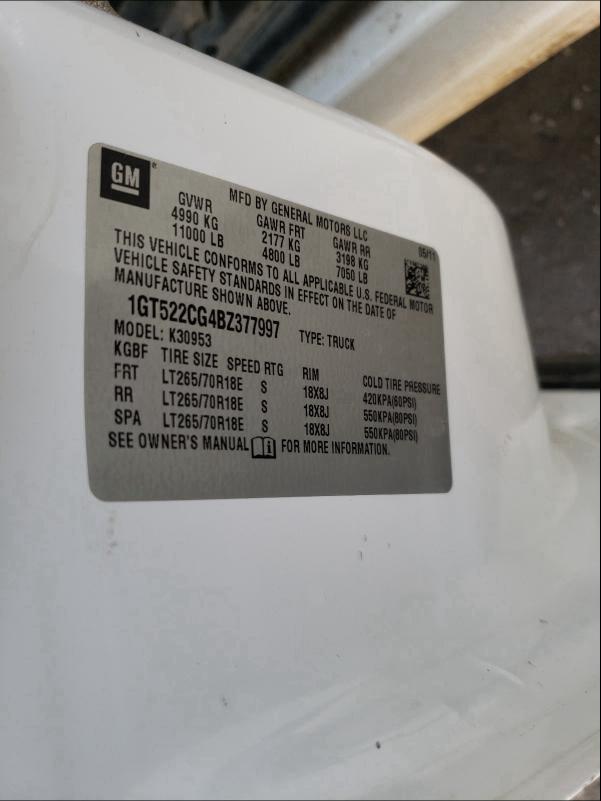 2011 GMC SIERRA K35 1GT522CG4BZ377997