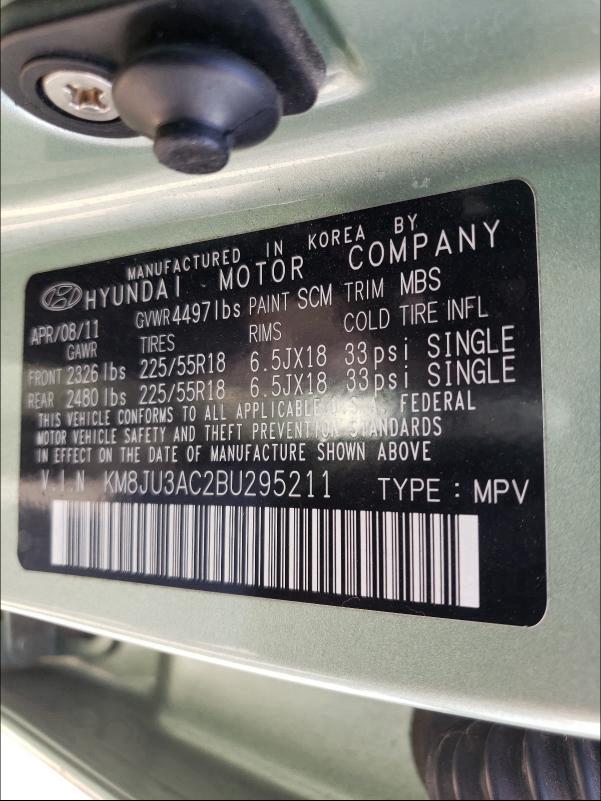 2011 HYUNDAI TUCSON KM8JU3AC2BU295211