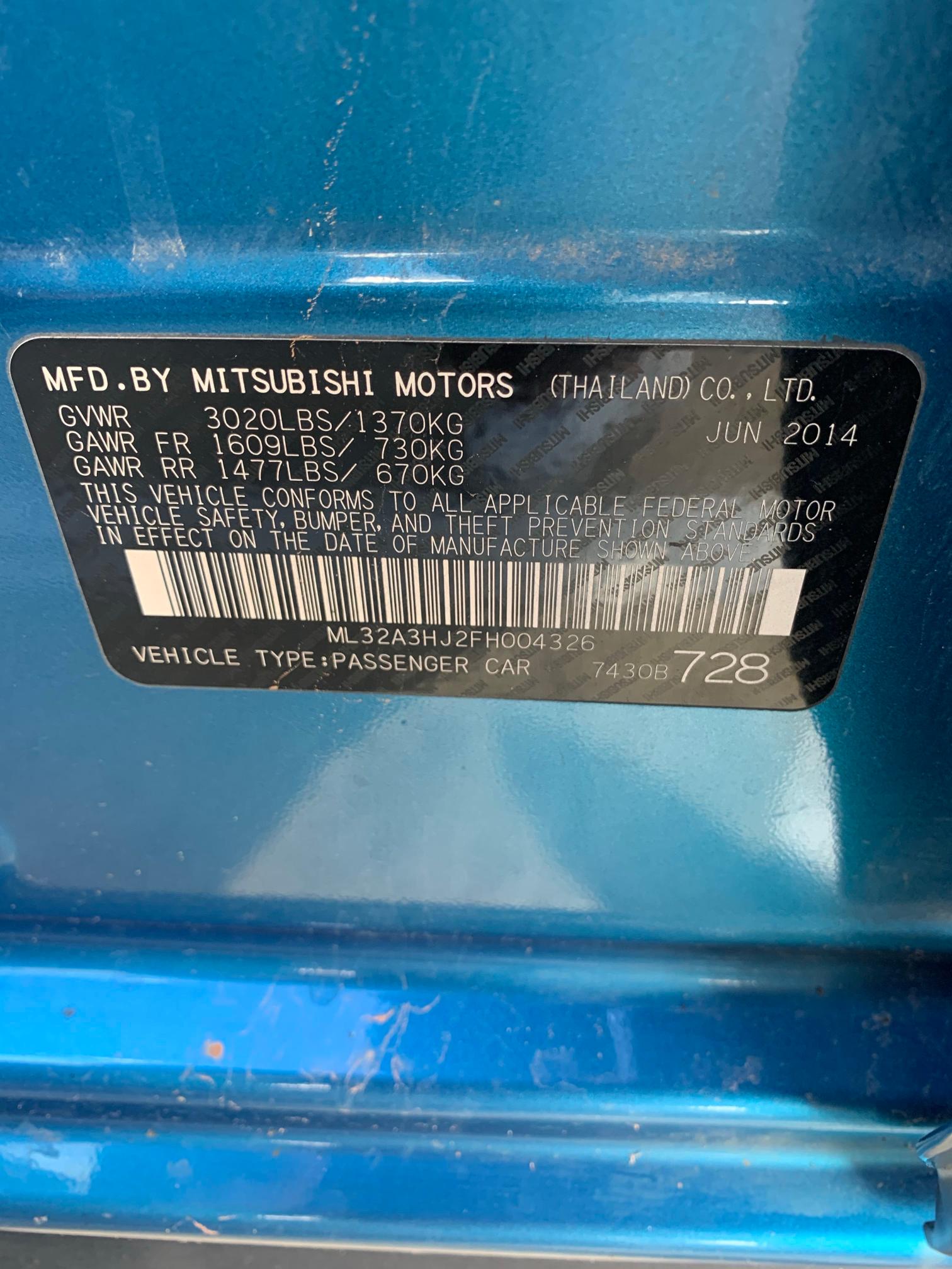 2015 MITSUBISHI MIRAGE DE ML32A3HJ2FH004326