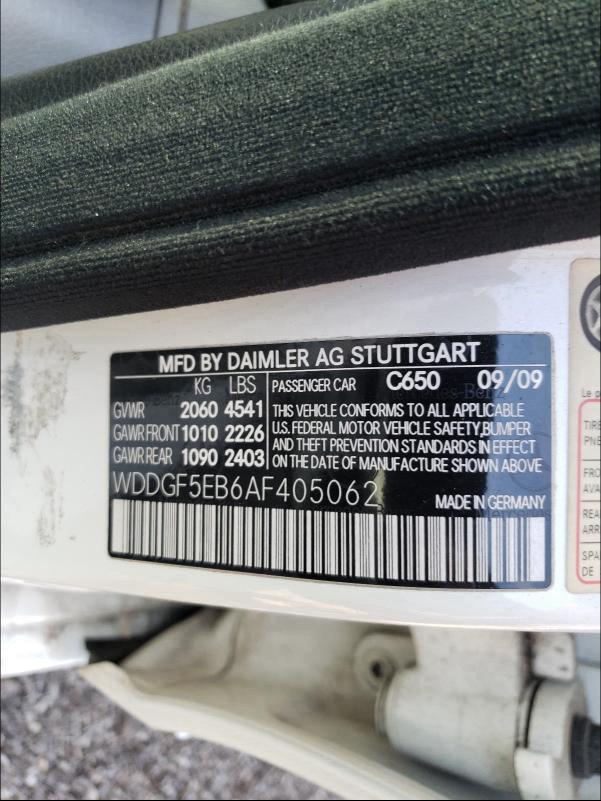 2010 MERCEDES-BENZ C 300 WDDGF5EB6AF405062