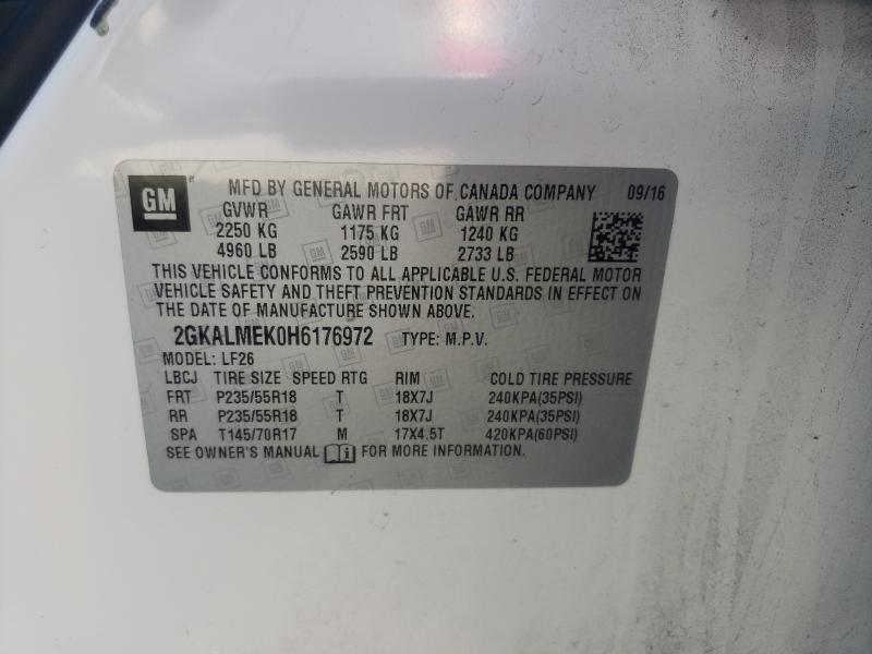 2017 GMC TERRAIN SL 2GKALMEK0H6176972