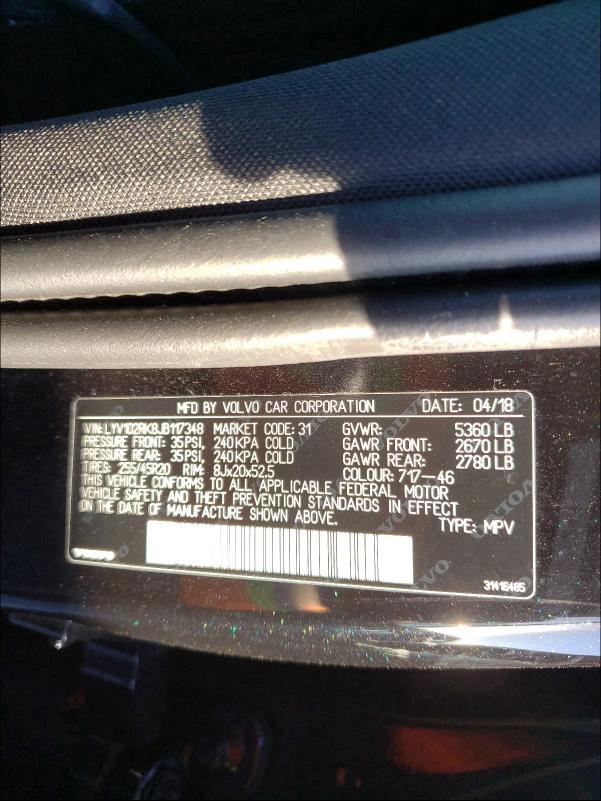 2018 VOLVO XC60 T5 LYV102RK8JB117348