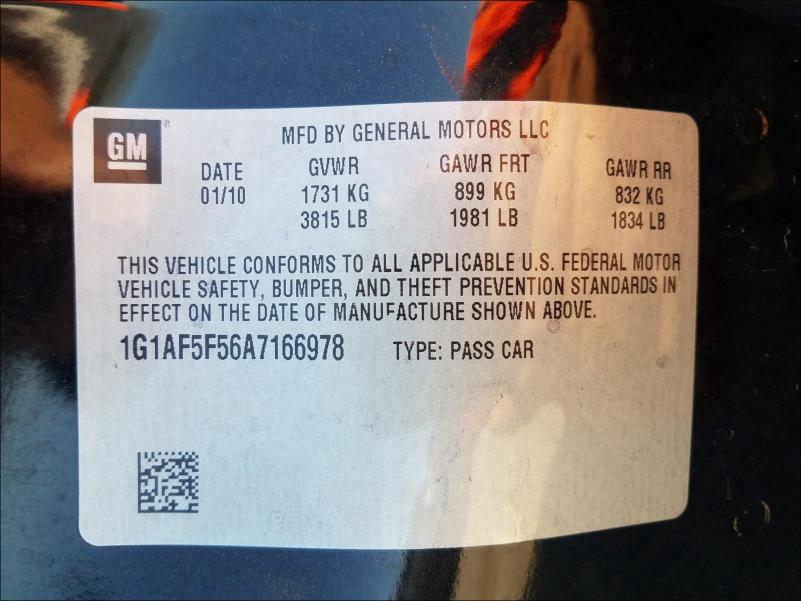 2010 CHEVROLET COBALT 2LT 1G1AF5F56A7166978