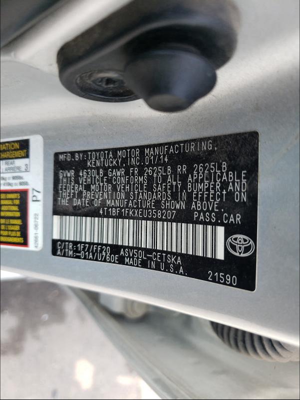 2014 TOYOTA CAMRY L 4T1BF1FKXEU358207