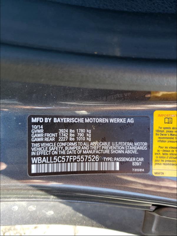 2015 BMW Z4 SDRIVE2 WBALL5C57FP557526