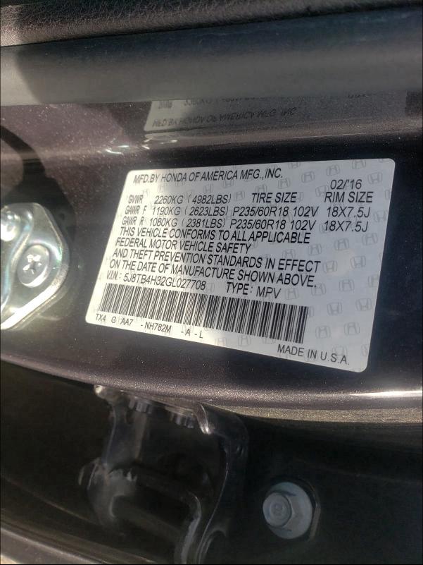 2016 ACURA RDX 5J8TB4H32GL027708
