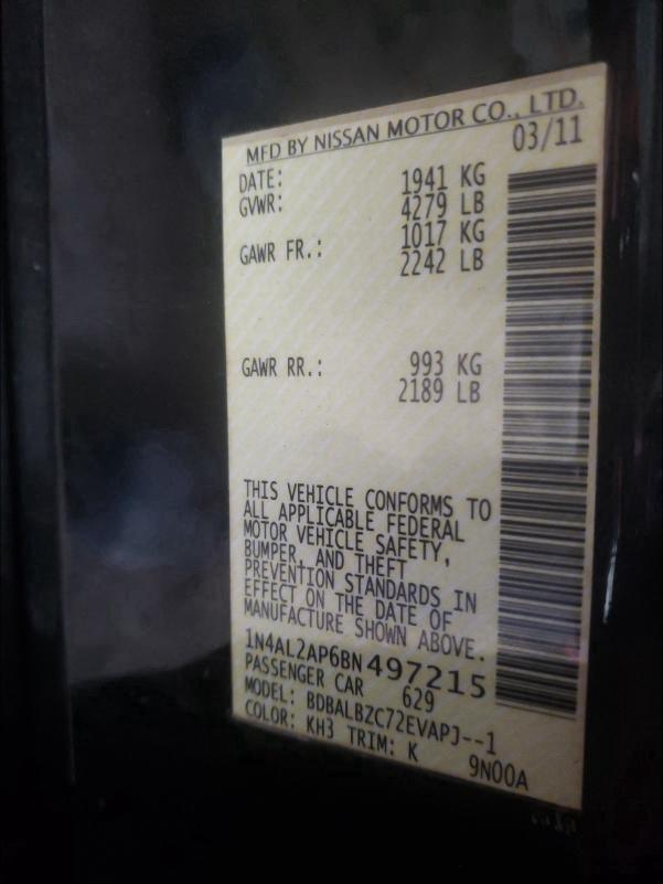 2011 NISSAN ALTIMA BAS 1N4AL2AP6BN497215