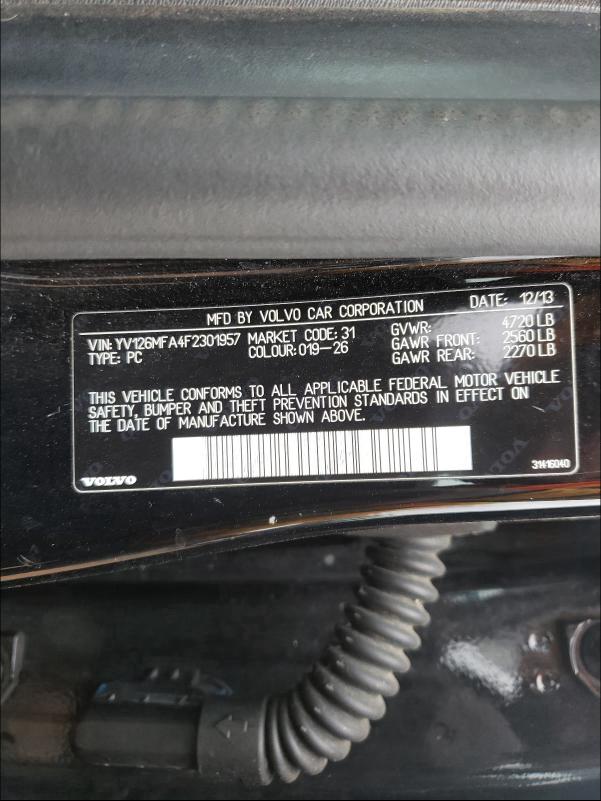 2015 VOLVO S60 YV126MFA4F2301957