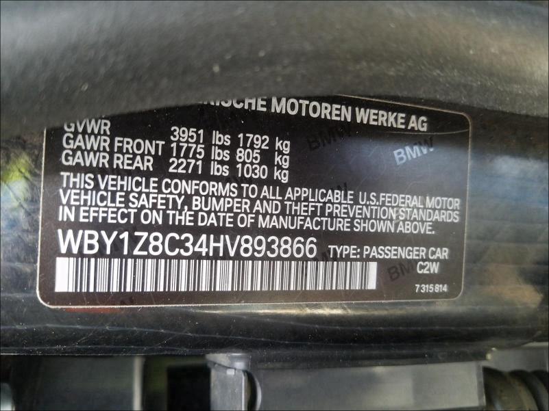 2017 BMW I3 REX WBY1Z8C34HV893866