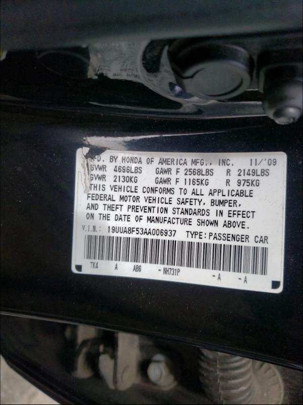 2010 ACURA TL 19UUA8F53AA006937