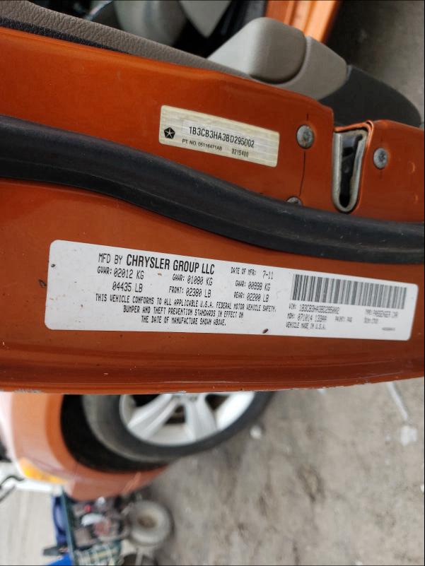 2011 DODGE CALIBER 1B3CB3HA3BD295002