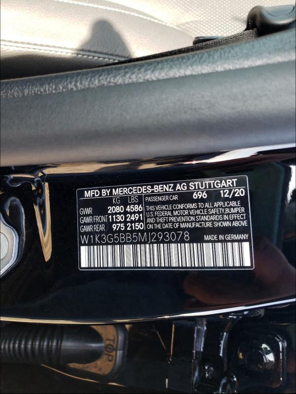 2021 MERCEDES-BENZ A 35 AMG W1K3G5BB5MJ293078