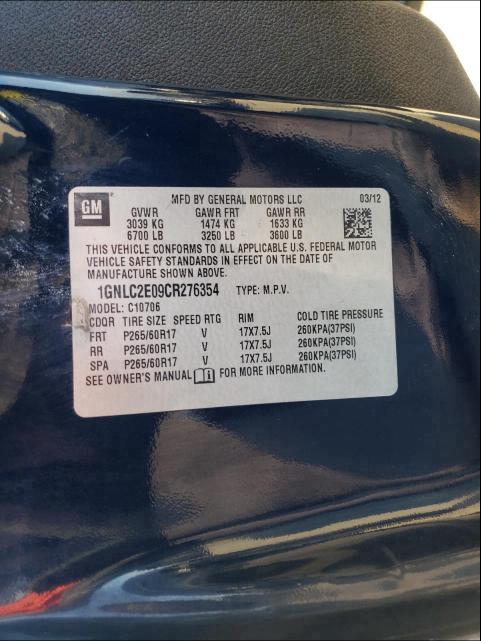 2012 CHEVROLET TAHOE POLI 1GNLC2E09CR276354