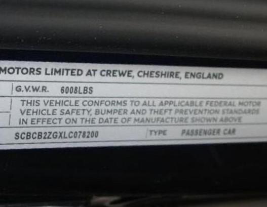 2020 BENTLEY CONTINENTA SCBCB2ZGXLC078200