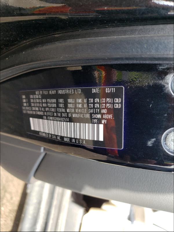 2011 SUBARU TRIBECA LI 4S4WX9GD9B4402514