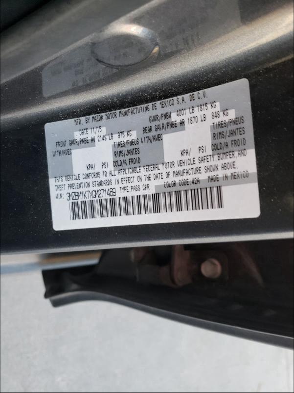 2016 MAZDA 3 SPORT 3MZBM1K7XGM271469