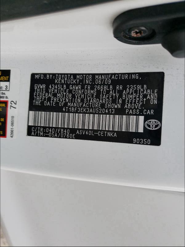 2010 TOYOTA CAMRY 4T1BF3EK3AU520413