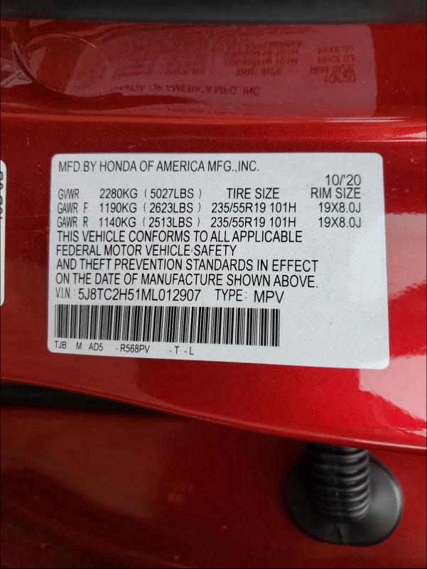 2021 ACURA RDX TECHNO 5J8TC2H51ML012907