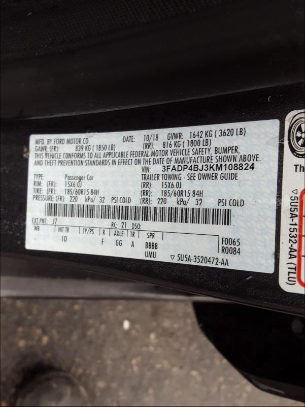 2019 FORD FIESTA SE 3FADP4BJ3KM108824