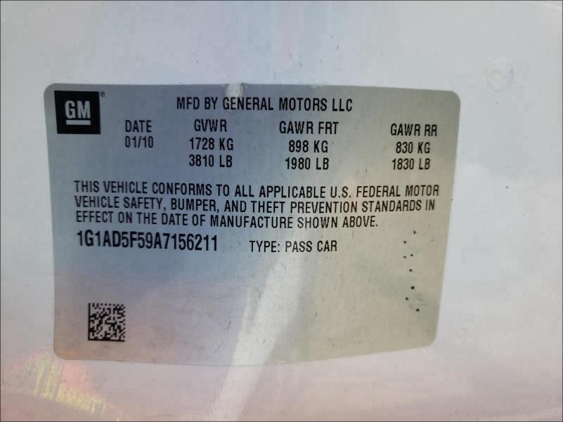 2010 CHEVROLET COBALT 1LT 1G1AD5F59A7156211