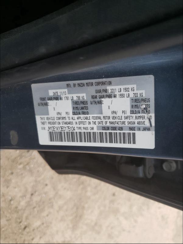 2014 MAZDA MAZDA2 SPO JM1DE1KY3E0175104