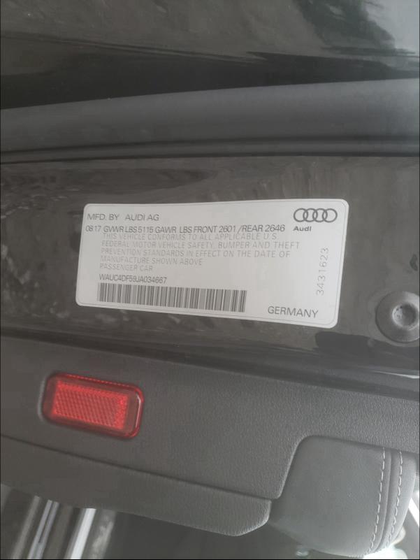2018 AUDI S5 PRESTIG WAUC4DF59JA034667