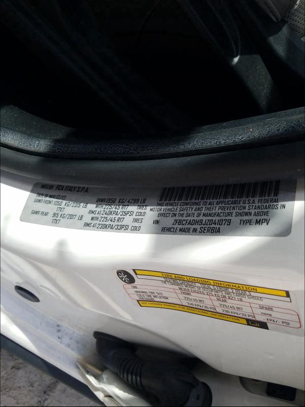 2018 FIAT 500L TREKK ZFBCFADH9JZ041079
