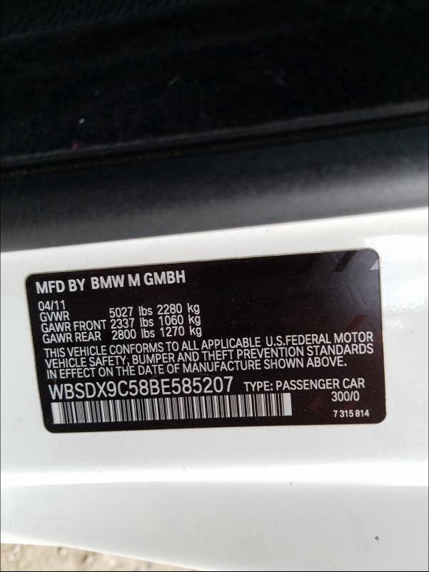 2011 BMW M3 WBSDX9C58BE585207