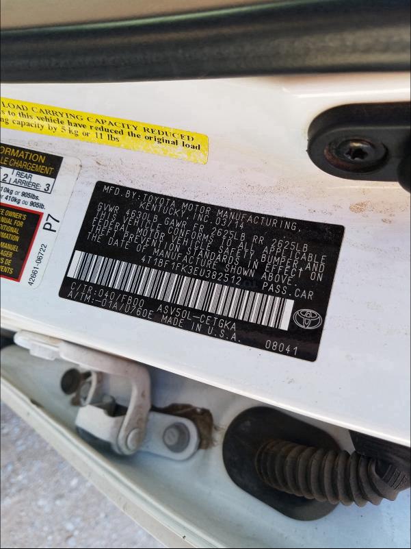 2014 TOYOTA CAMRY L 4T1BF1FK3EU382512