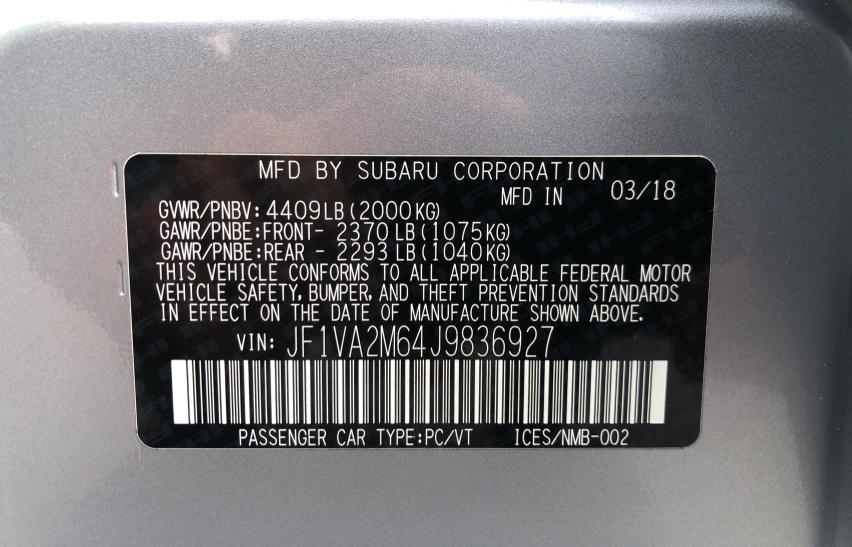 2018 SUBARU WRX STI JF1VA2M64J9836927