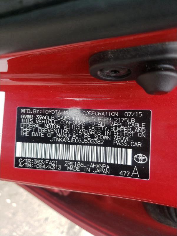 2016 TOYOTA SCION IM JTNKARJE0GJ502382
