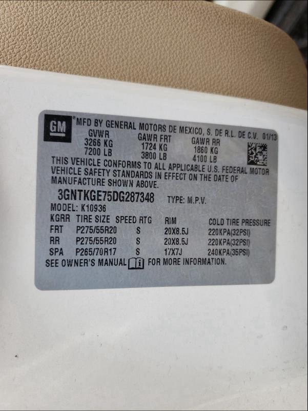 2013 CHEVROLET AVALANCHE 3GNTKGE75DG287348