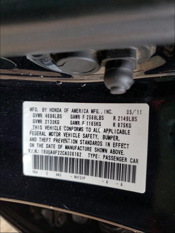 2012 ACURA TL 19UUA8F22CA006162