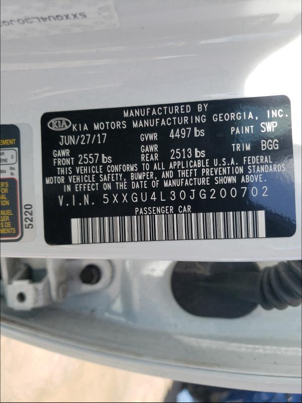2018 KIA OPTIMA EX 5XXGU4L30JG200702
