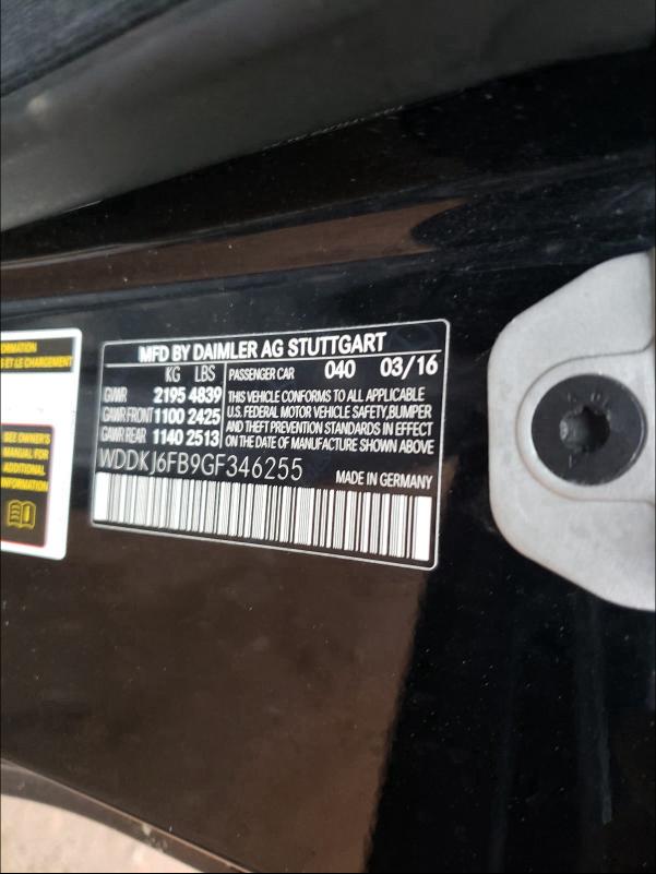 2016 MERCEDES-BENZ E 400 WDDKJ6FB9GF346255
