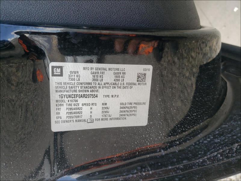 2010 CADILLAC ESCALADE 1GYUKCEF0AR207554