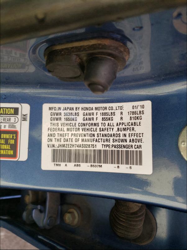 2010 HONDA INSIGHT EX JHMZE2H74AS028751
