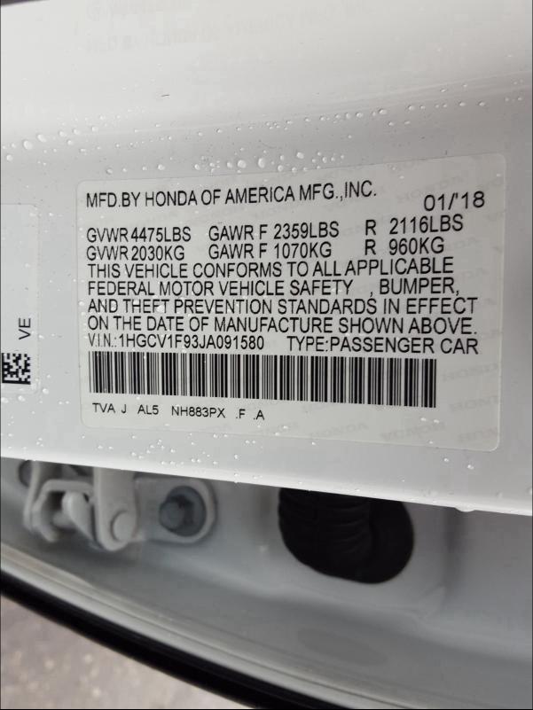 2018 HONDA ACCORD TOU 1HGCV1F93JA091580