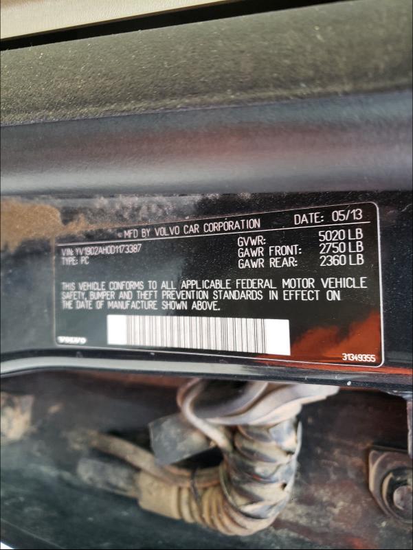 2013 VOLVO S80 T6 YV1902AH0D1173387