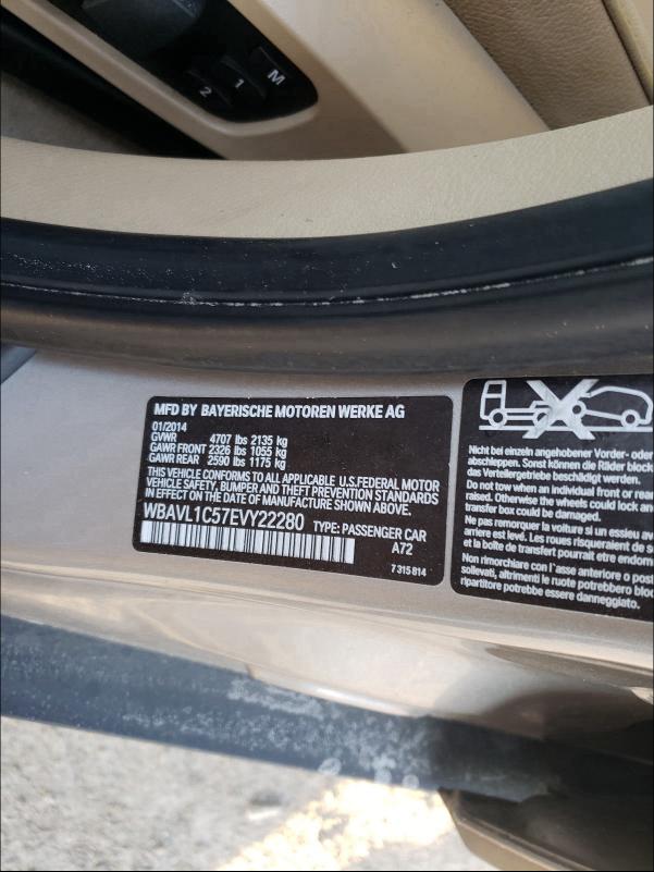 2014 BMW X1 XDRIVE2 WBAVL1C57EVY22280